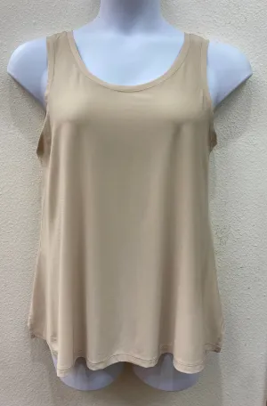 Beige V-Neck to Round Neck Reversible Tank Top