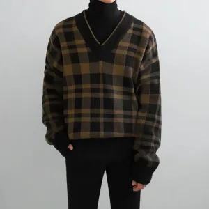 GS No. 78 Plaid V-neck Sweater