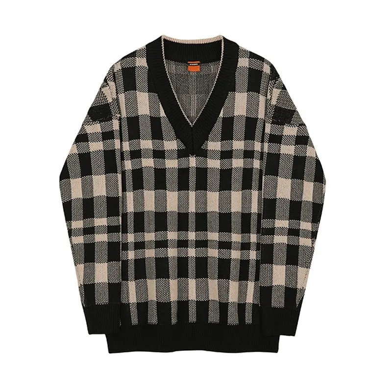 GS No. 78 Plaid V-neck Sweater
