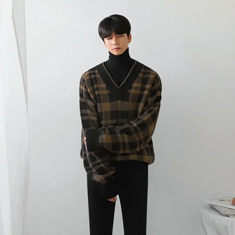 GS No. 78 Plaid V-neck Sweater