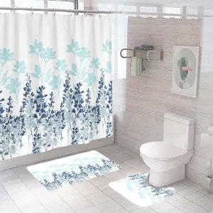 Homestic Shower Curtain & Bathmat Set | Non-Slip Bath mats for Bathroom | Easy-Slide Curtains | Polyester Curtain or Bathmat for Bath Décor | XTL248-3T | 3 Pcs Set | Multicolor