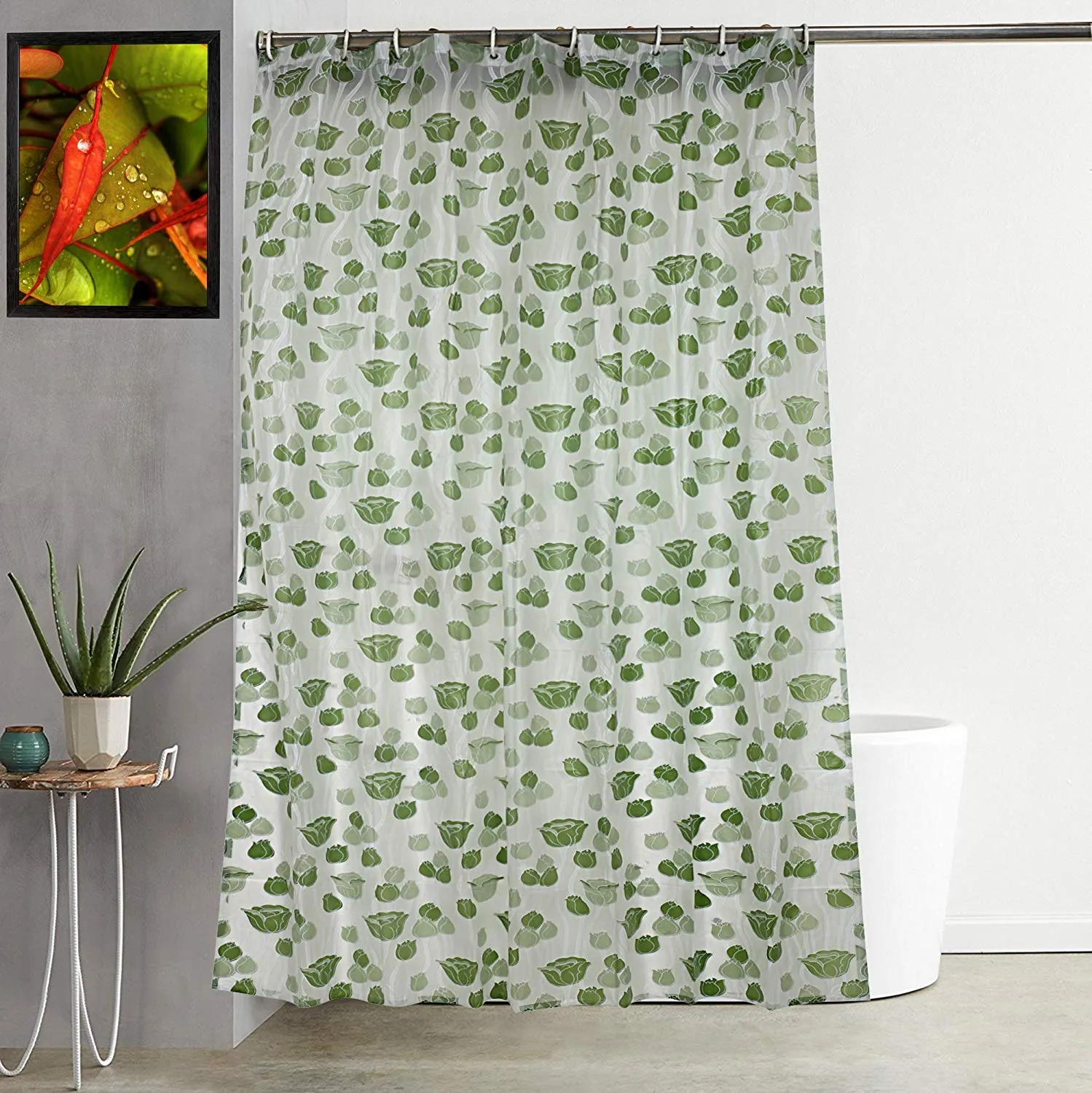 Kuber Industries Shower Curtain & Bathmat Set | Non-Slip Bath mats for Bathroom | Easy-Slide Curtains | Polyester Curtain or Bathmat for Bath Décor | YF6-3T | 18 Pcs Set | Multicolor