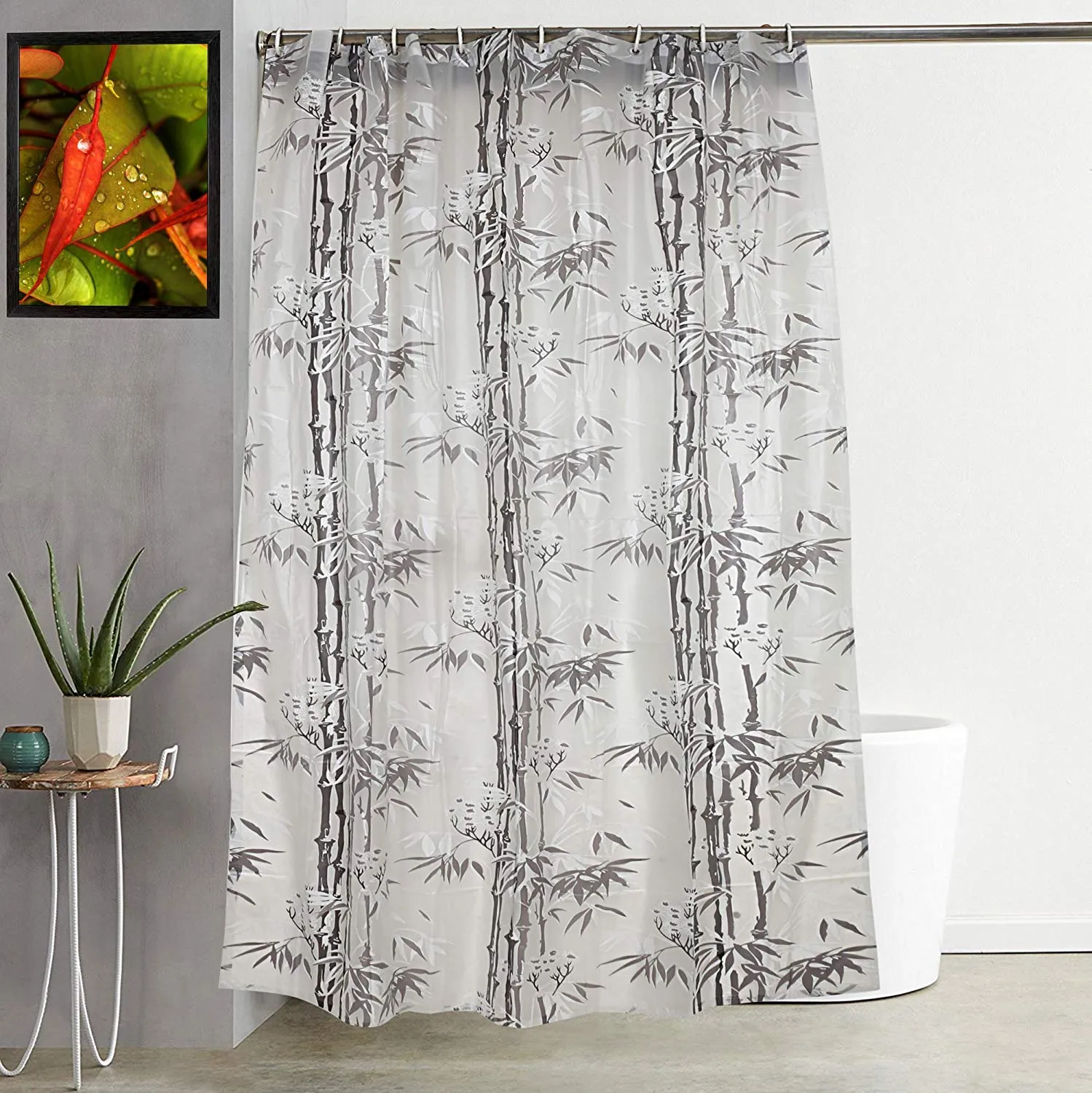 Kuber Industries Shower Curtain & Bathmat Set | Non-Slip Bath mats for Bathroom | Easy-Slide Curtains | Polyester Curtain or Bathmat for Bath Décor | YX0136-3T | 15 Pcs Set | Multicolor