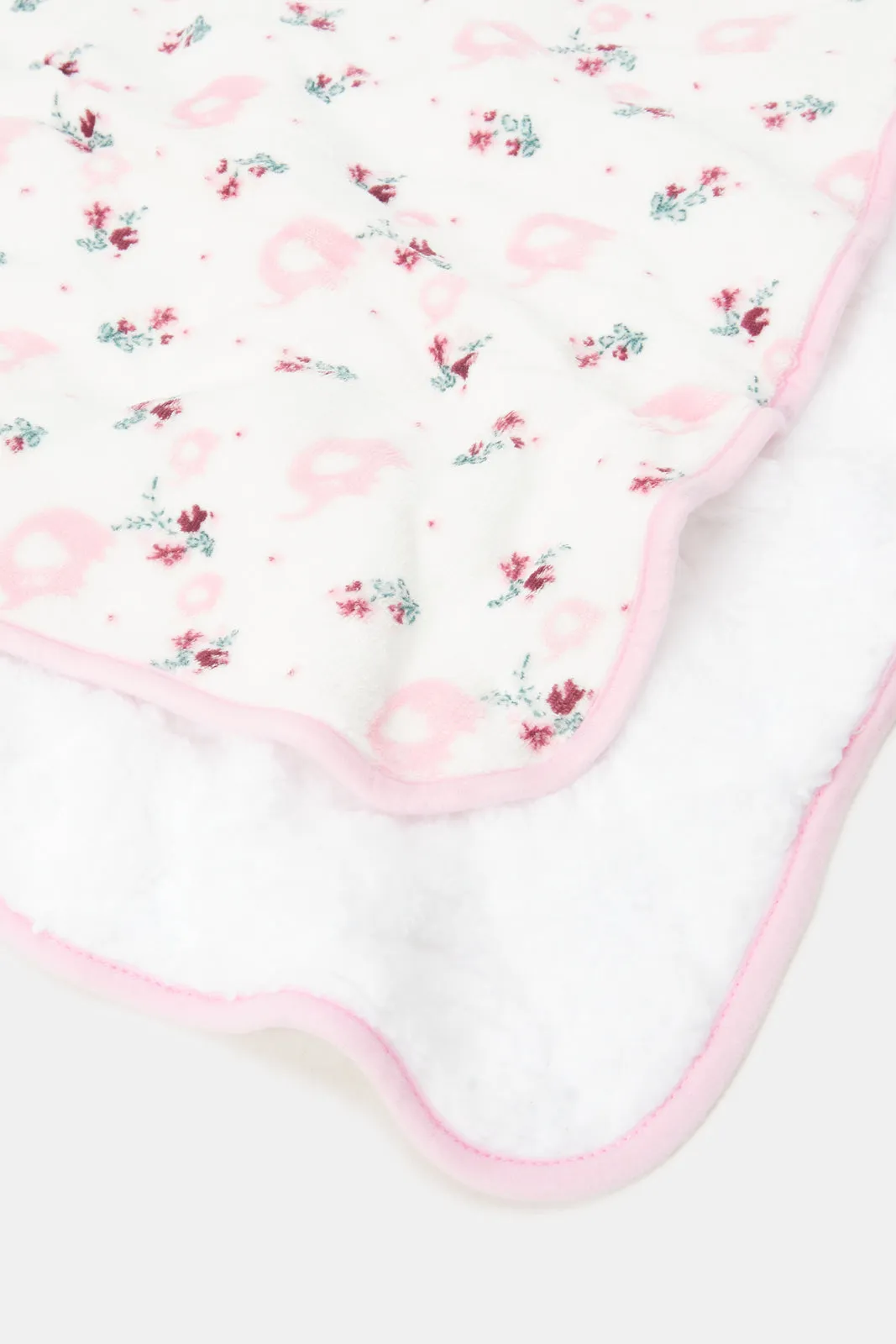 Pink Reversible Allover Print Blanket For Girls