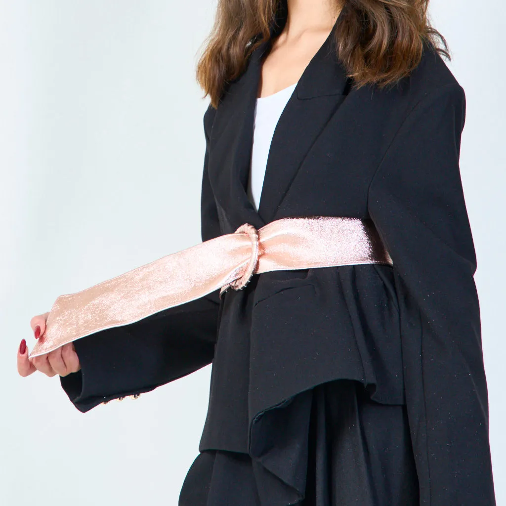 Trendy wide metallic belt with round buckle wholesale